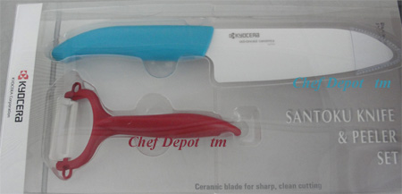 5.5 in. Ceramic Santoku Knife and Bonus Peeler Set