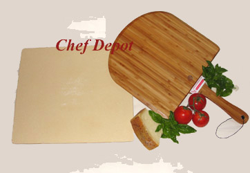 Heavy Duty Pizza Stone & Pizza Peel Set