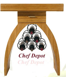 Chef Depot Bamboo Chopping Table with wine rack