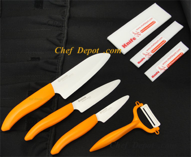 Orange Ceramic Kyocera Knife Set On Sale