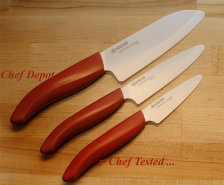 Kyocera Ceramic Santoku Knife, Utility Knife and Paring Knife