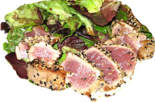 Ahi Tuna Medium Rare with Baby Greens Salad