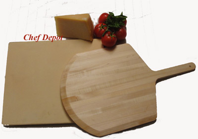 Heavy Duty Pizza Stone & Pizza Peel Set