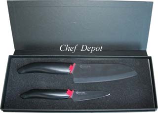 Ceramic Santoku Knife and Paring Knife Gift Set