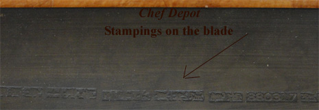 Chinese Knife with symbols stamped on blade - cleaver is above