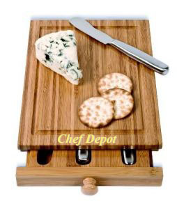 Cheese Knife cutting board Set with pull out drawer