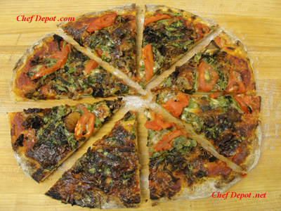 Vegetarian Pizza made on our pizza stone